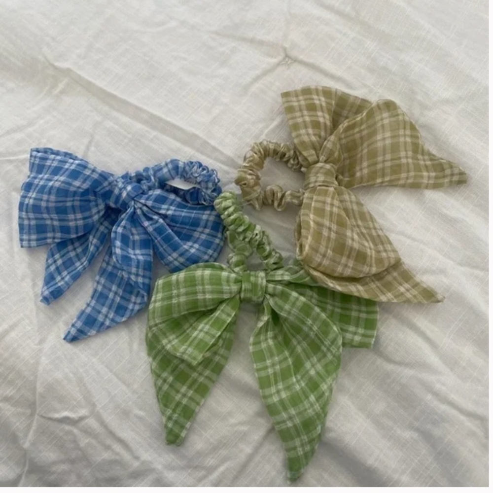 Plaid Gingham Scrunchies Anthro Girly Chic Picnic Cute Coquette Hair Tie Set